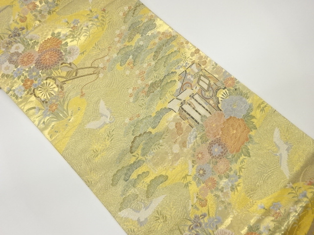 JAPANESE FUKURO OBI / WOVEN FLORAL CART